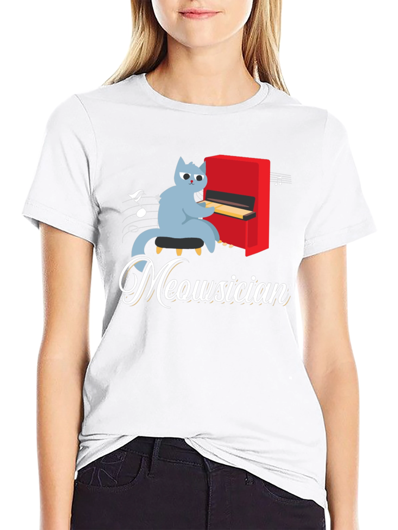 Meowsician Cat Playing Piano T-Shirt