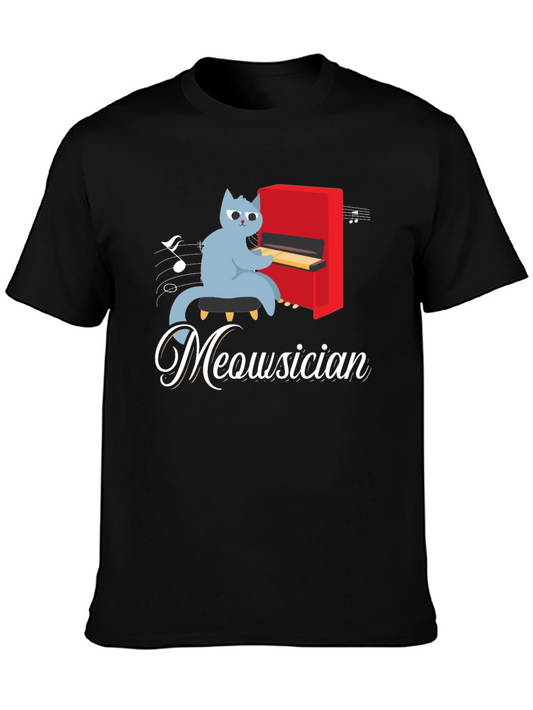 Meowsician Cat Playing Piano T-Shirt