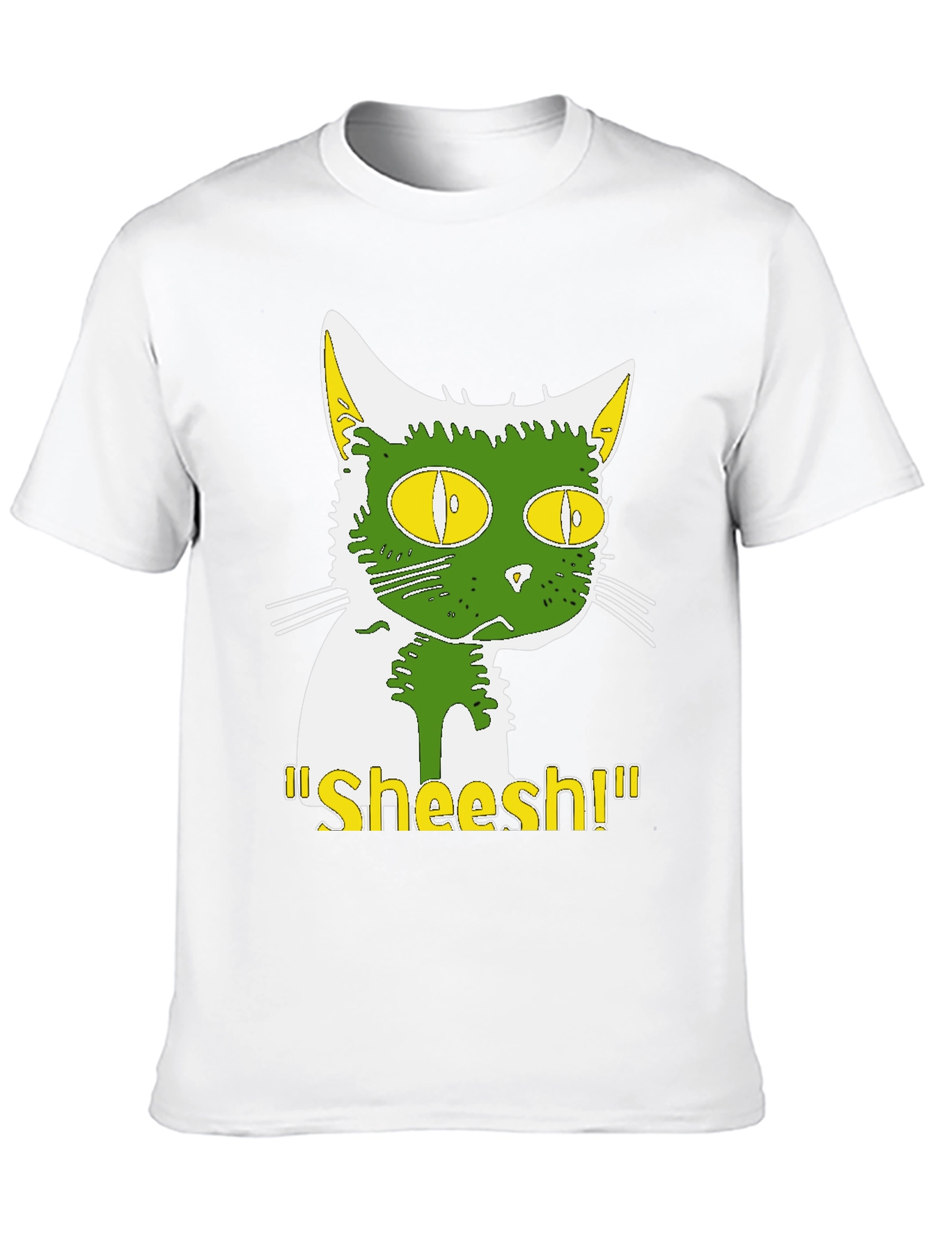 Sheesh Cat T-Shirt - Green & Yellow Graphic Tee