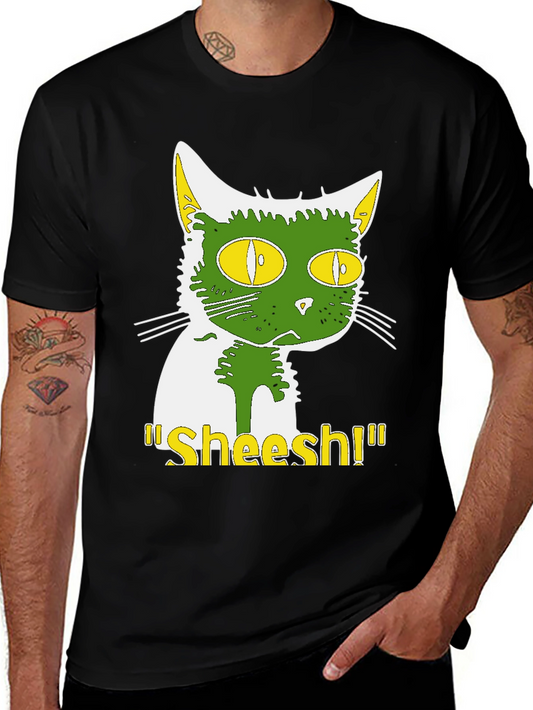 Sheesh Cat T-Shirt - Green & Yellow Graphic Tee