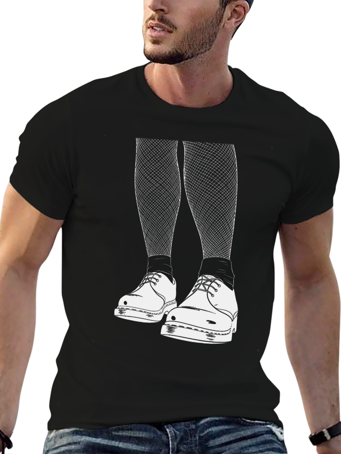 Edgy Graphic Tee: Fishnets and Doc Martens Style
