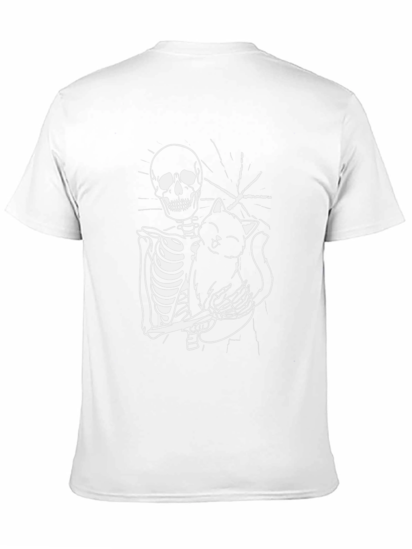 Skeleton Cat Graphic Tee - Black Unisex T-Shirt