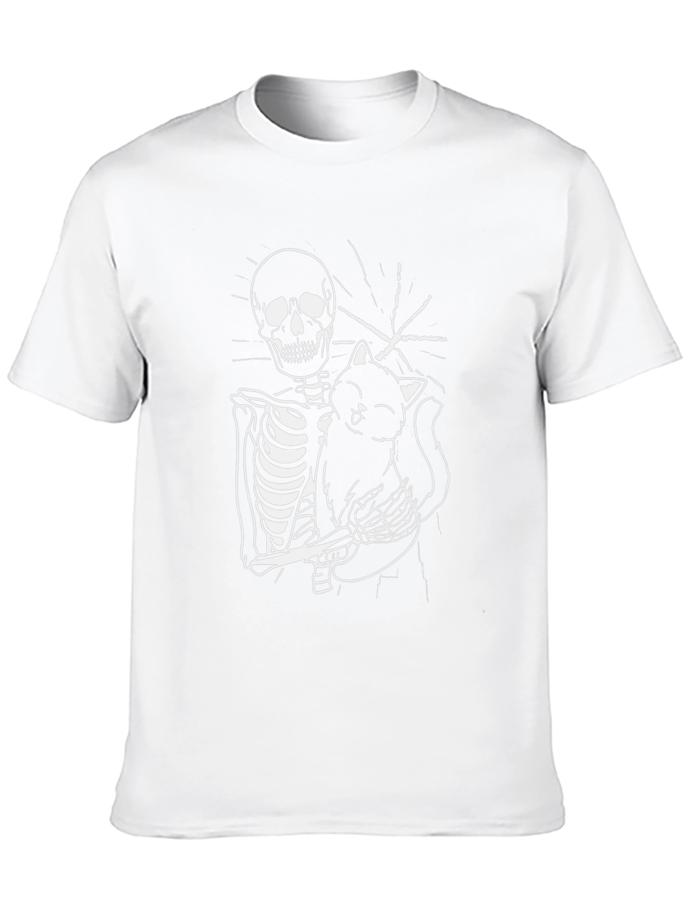 Skeleton Cat Graphic Tee - Black Unisex T-Shirt