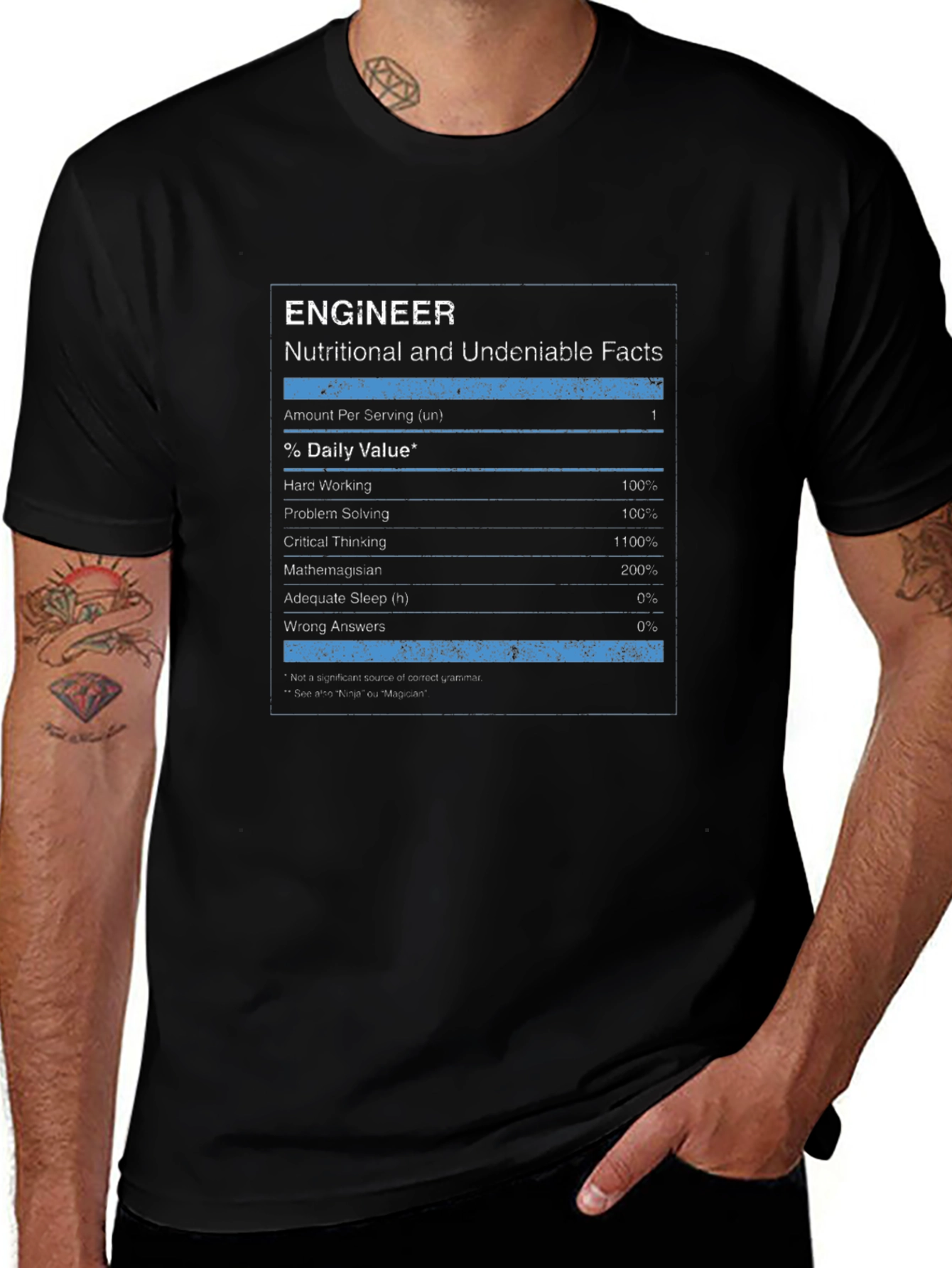 Engineer Nutritional Facts Black T-Shirt