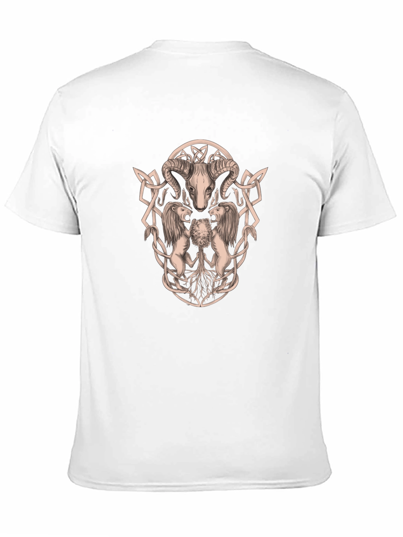 Ram Skull and Lion Black Graphic T-Shirt