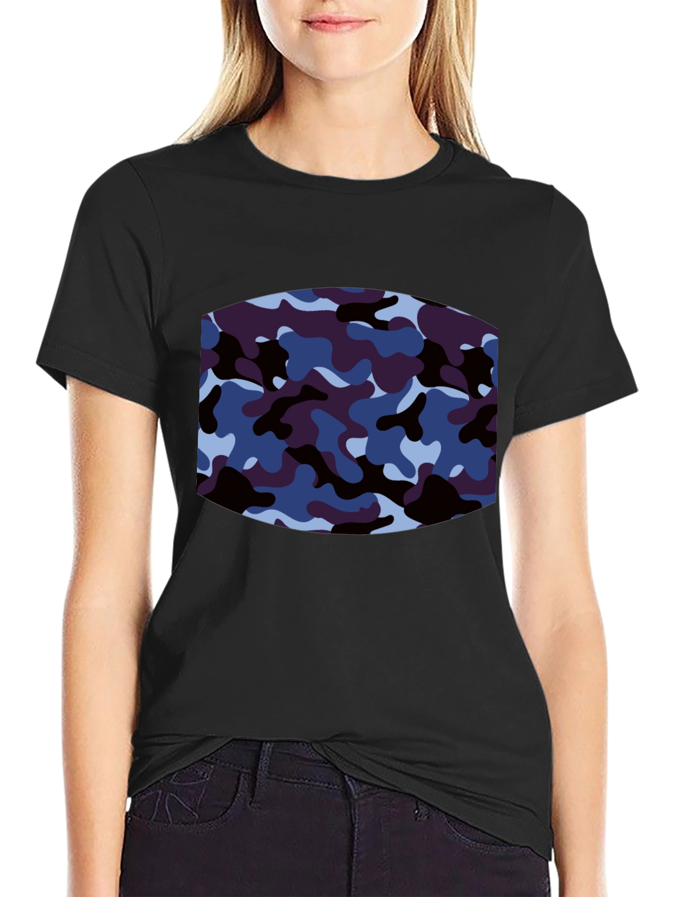 Mens Camo Graphic Print Black T-Shirt