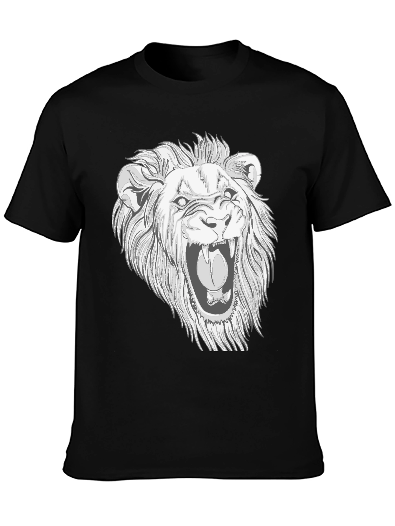 Lion Graphic Print Black T-Shirt for Men