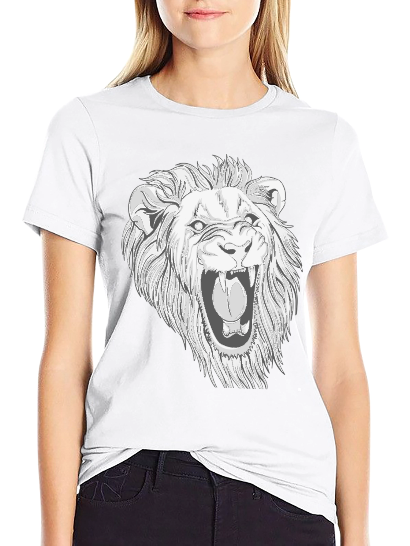 Lion Graphic Print Black T-Shirt for Men