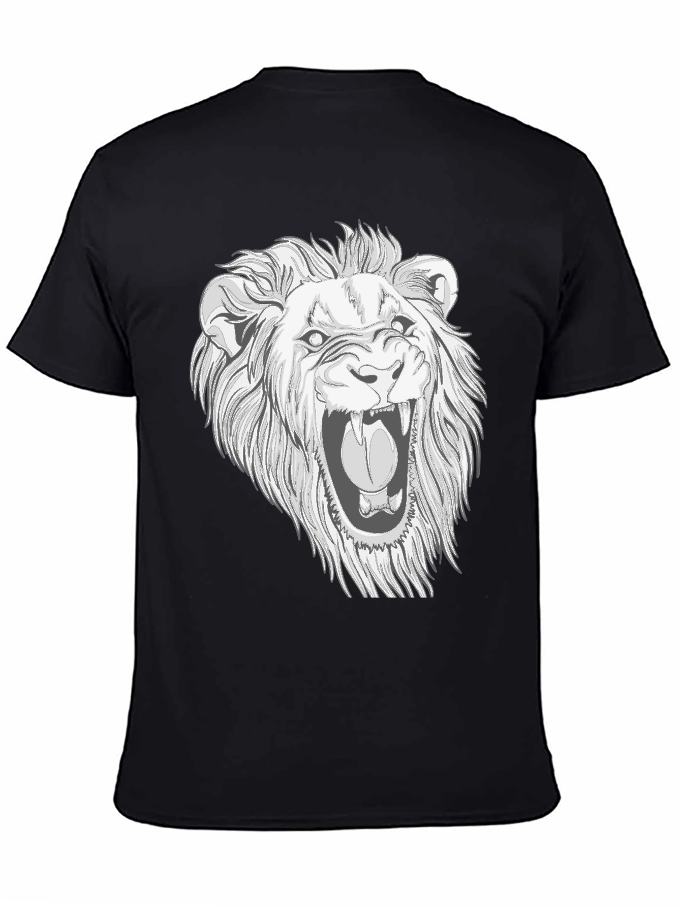 Lion Graphic Print Black T-Shirt for Men