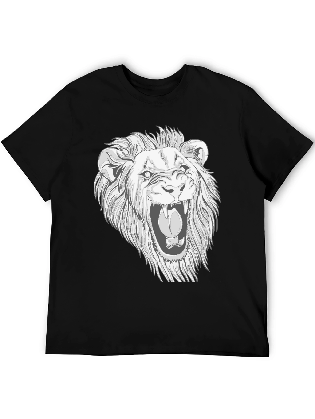 Lion Graphic Print Black T-Shirt for Men