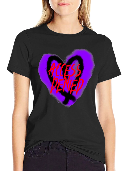 Access Denied Heart Graphic T-Shirt - Black