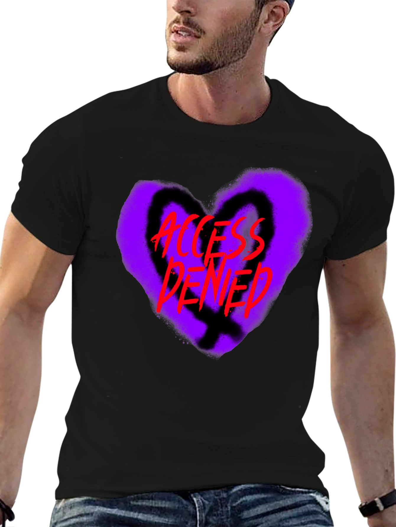 Access Denied Heart Graphic T-Shirt - Black