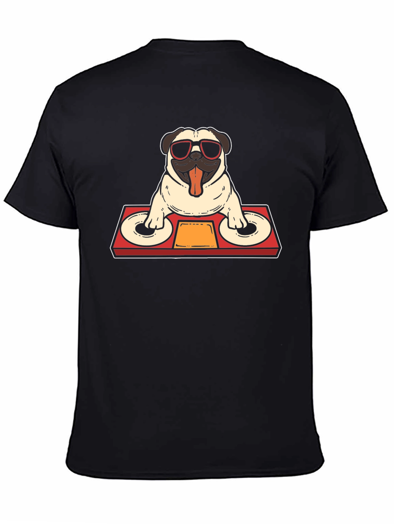 DJ Pug Graphic T-Shirt - Black
