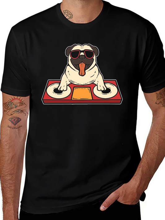 DJ Pug Graphic T-Shirt - Black