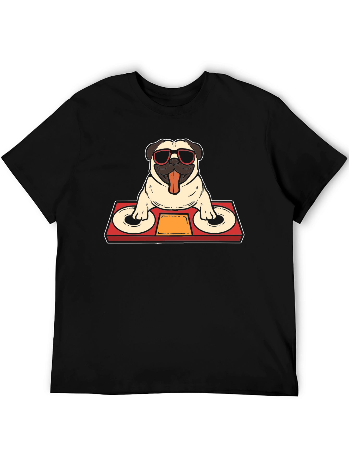 DJ Pug Graphic T-Shirt - Black