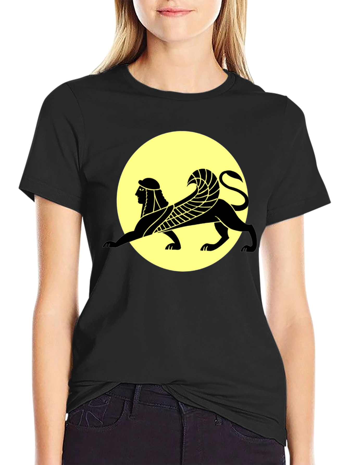 Sphinx Graphic Print Black T-Shirt