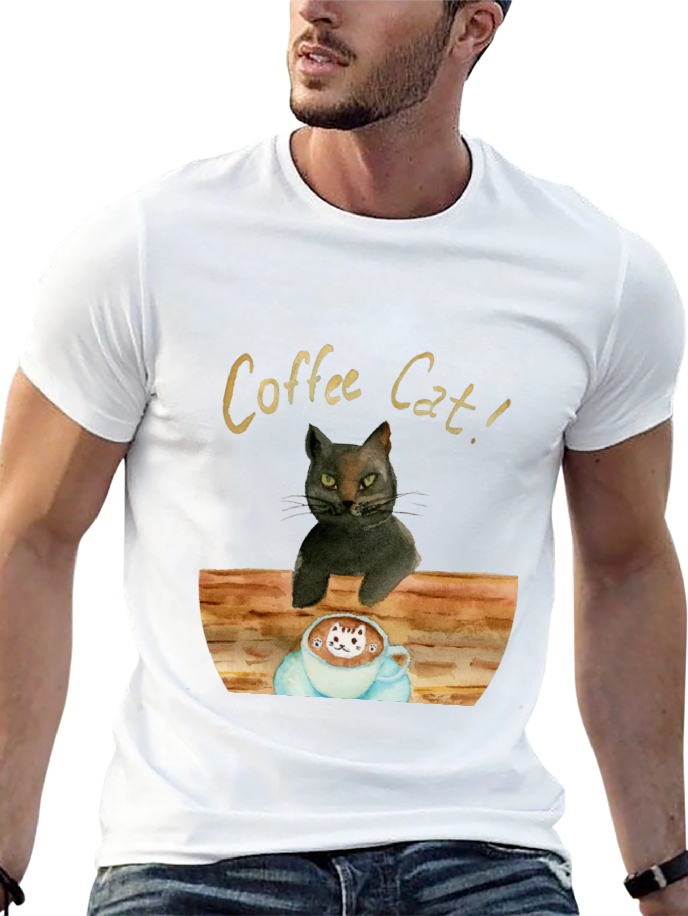Coffee Cat T-Shirt - Unique Graphic Tee