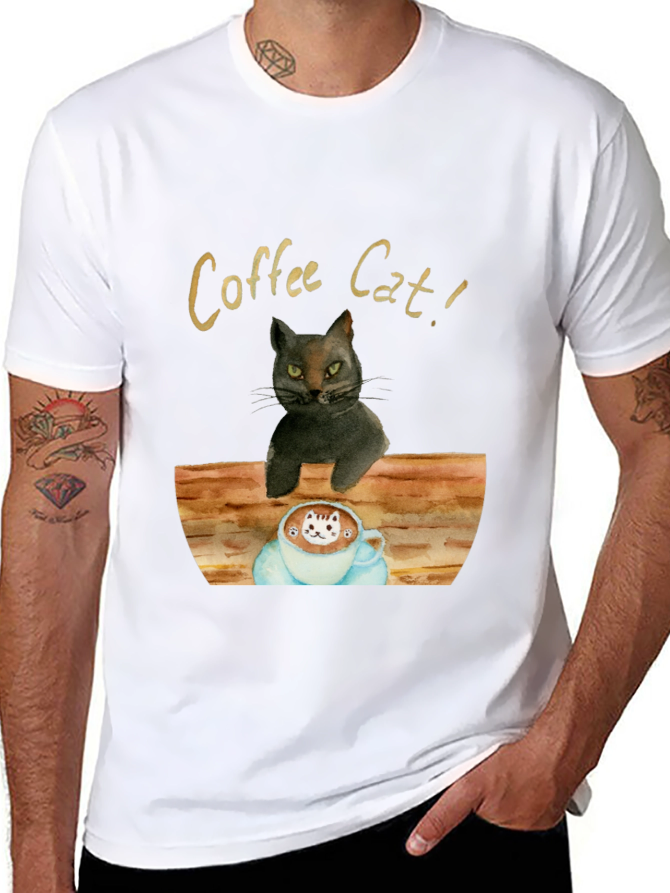 Coffee Cat T-Shirt - Unique Graphic Tee