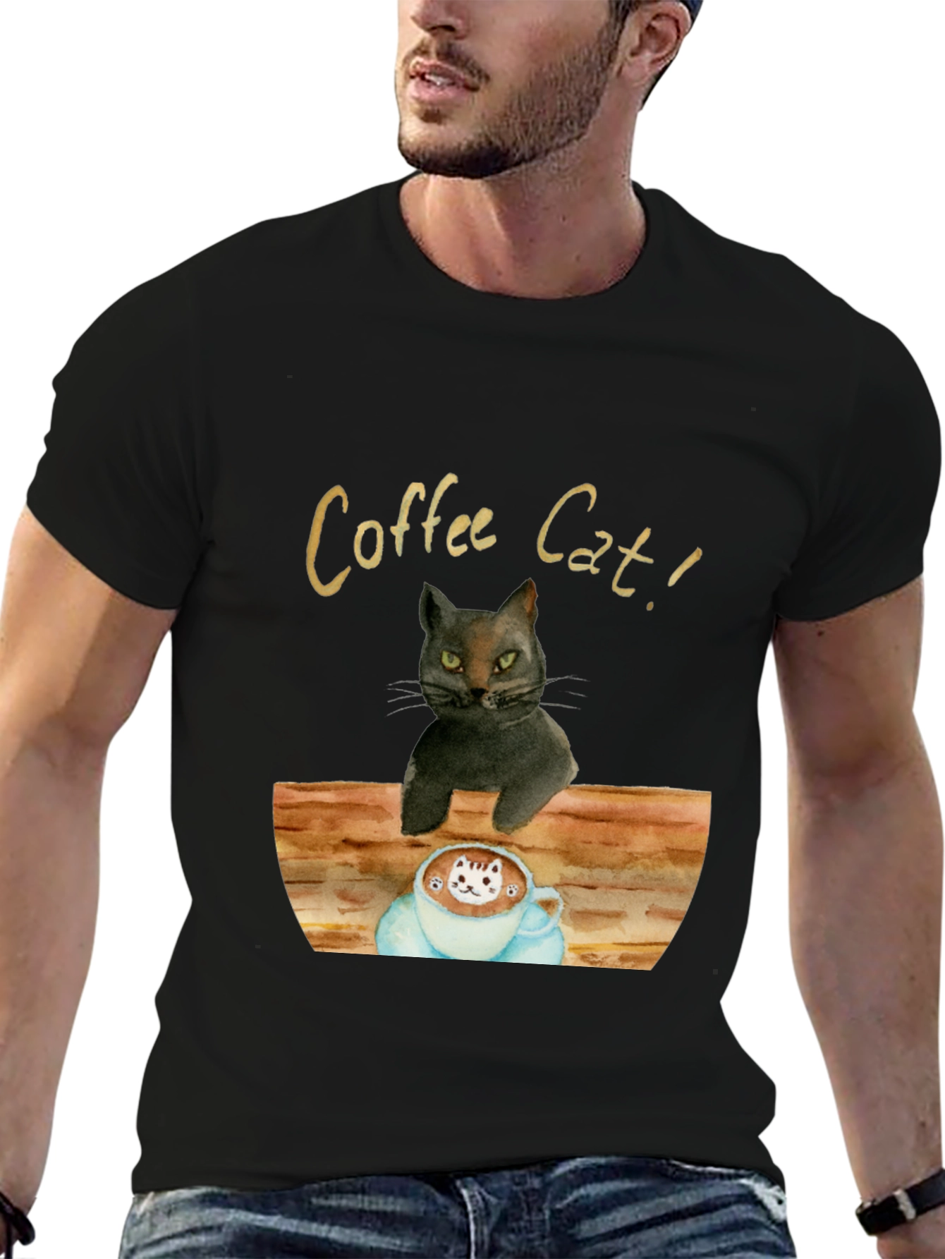 Coffee Cat T-Shirt - Unique Graphic Tee