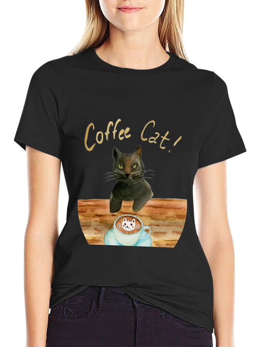 Coffee Cat T-Shirt - Unique Graphic Tee