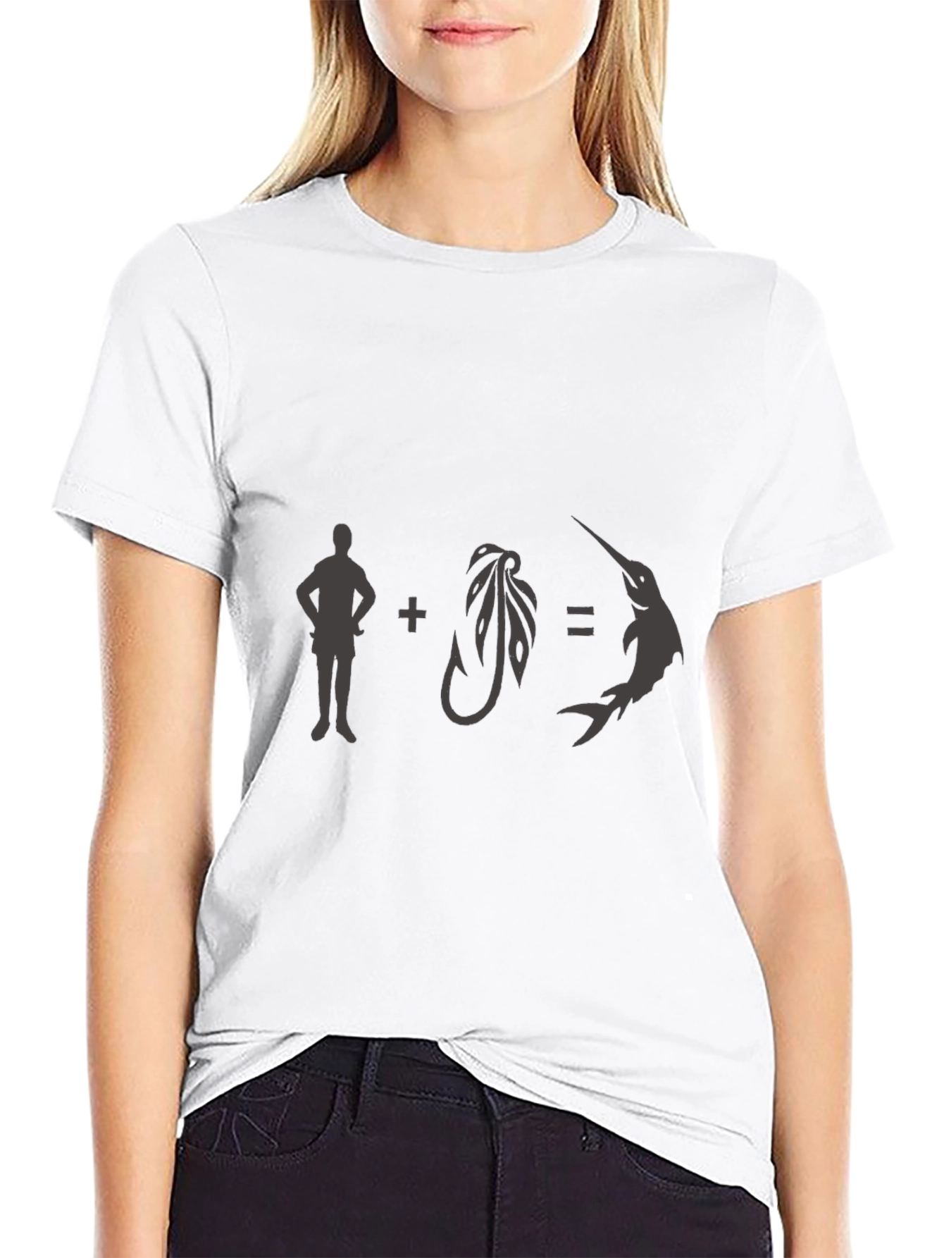 Fisherman + Hook = Marlin Black Graphic Tee