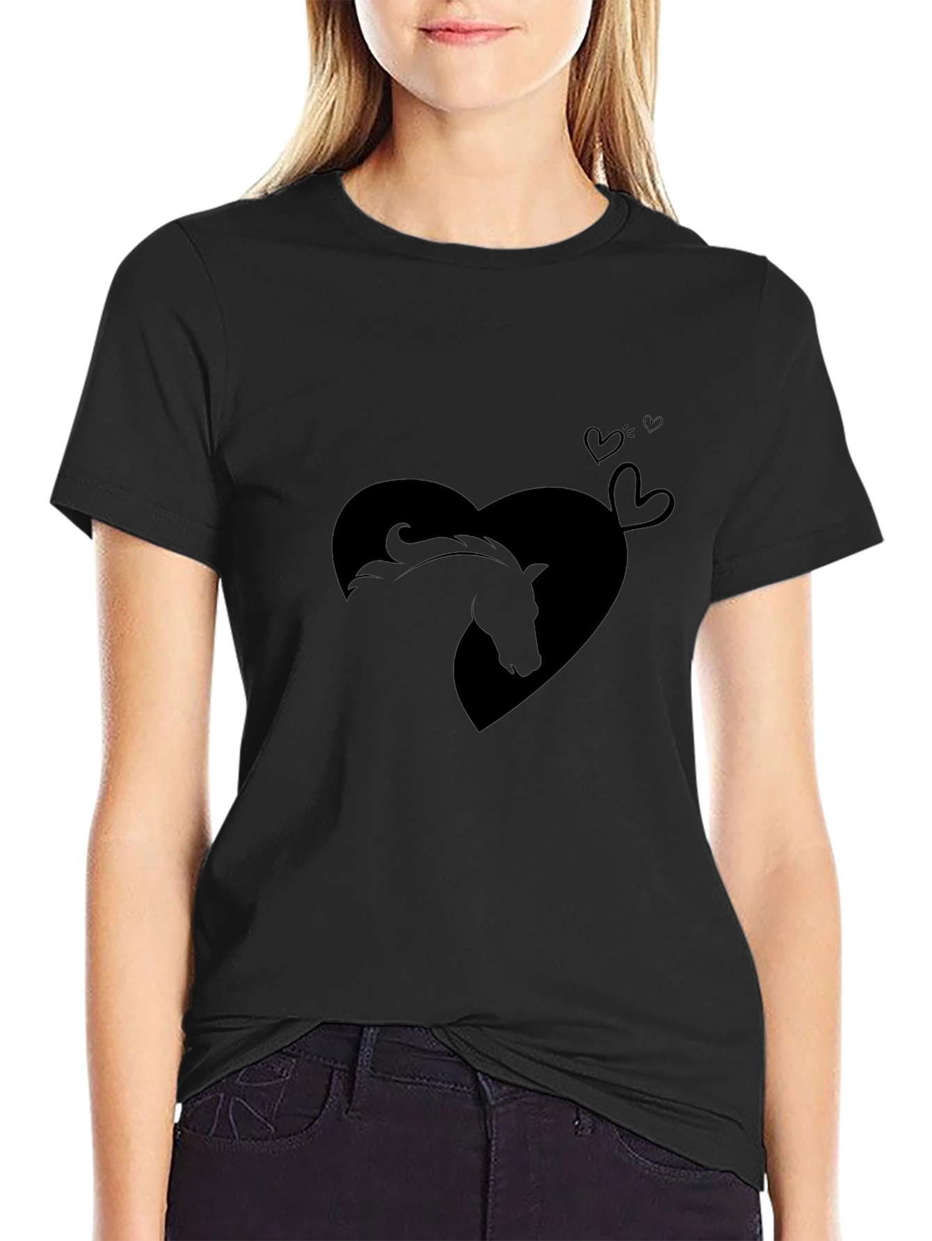 Equestrian Heart Tee - Horse Lovers Black T-Shirt