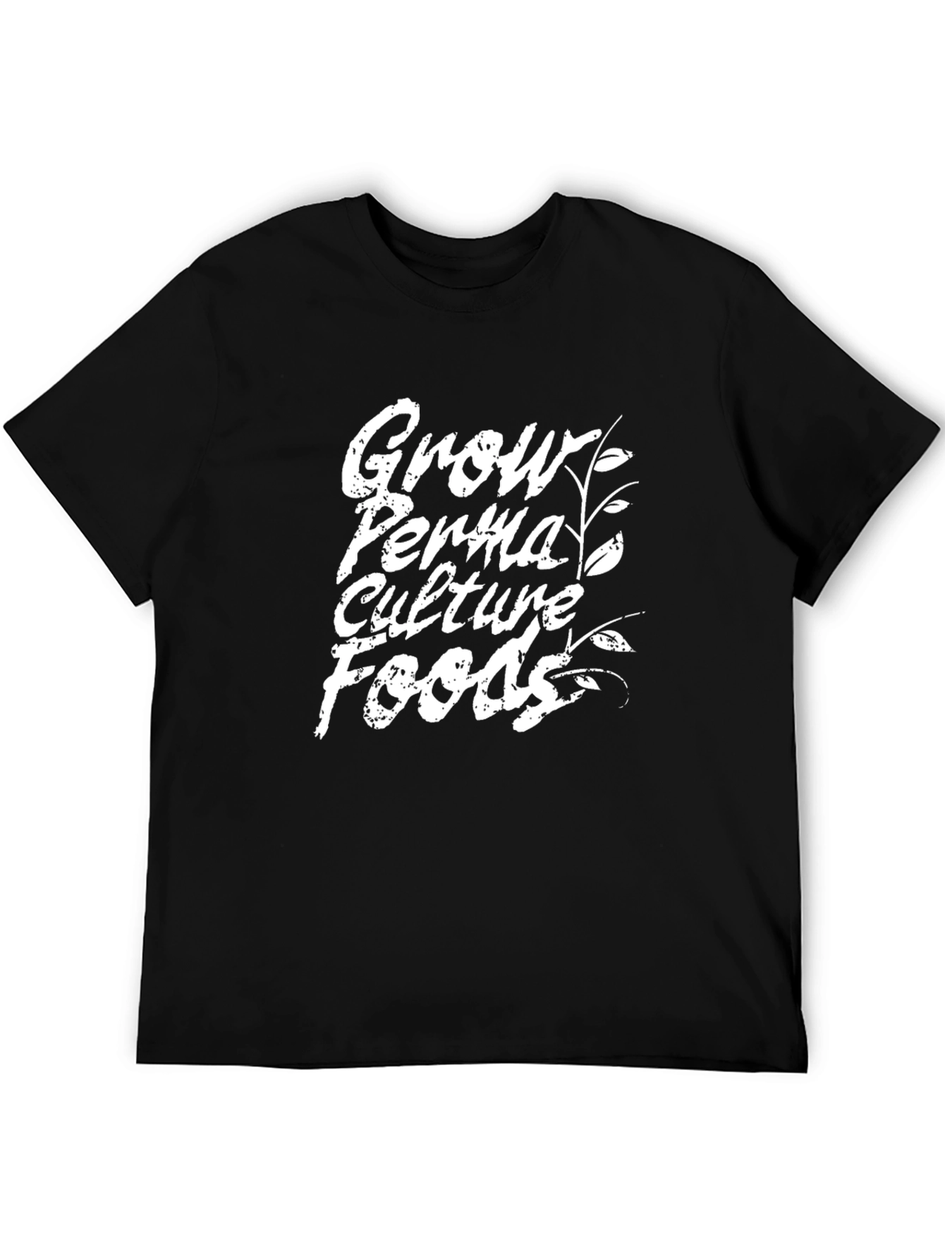 Grow Permaculture Foods Black Graphic T-Shirt