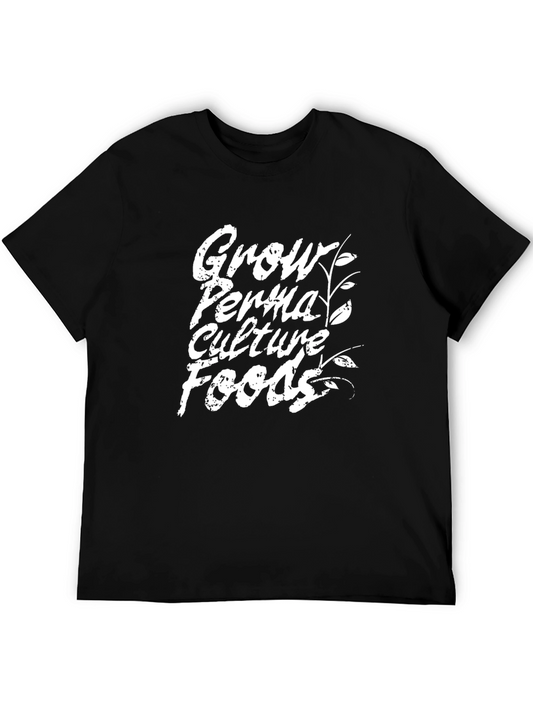 Grow Permaculture Foods Black Graphic T-Shirt