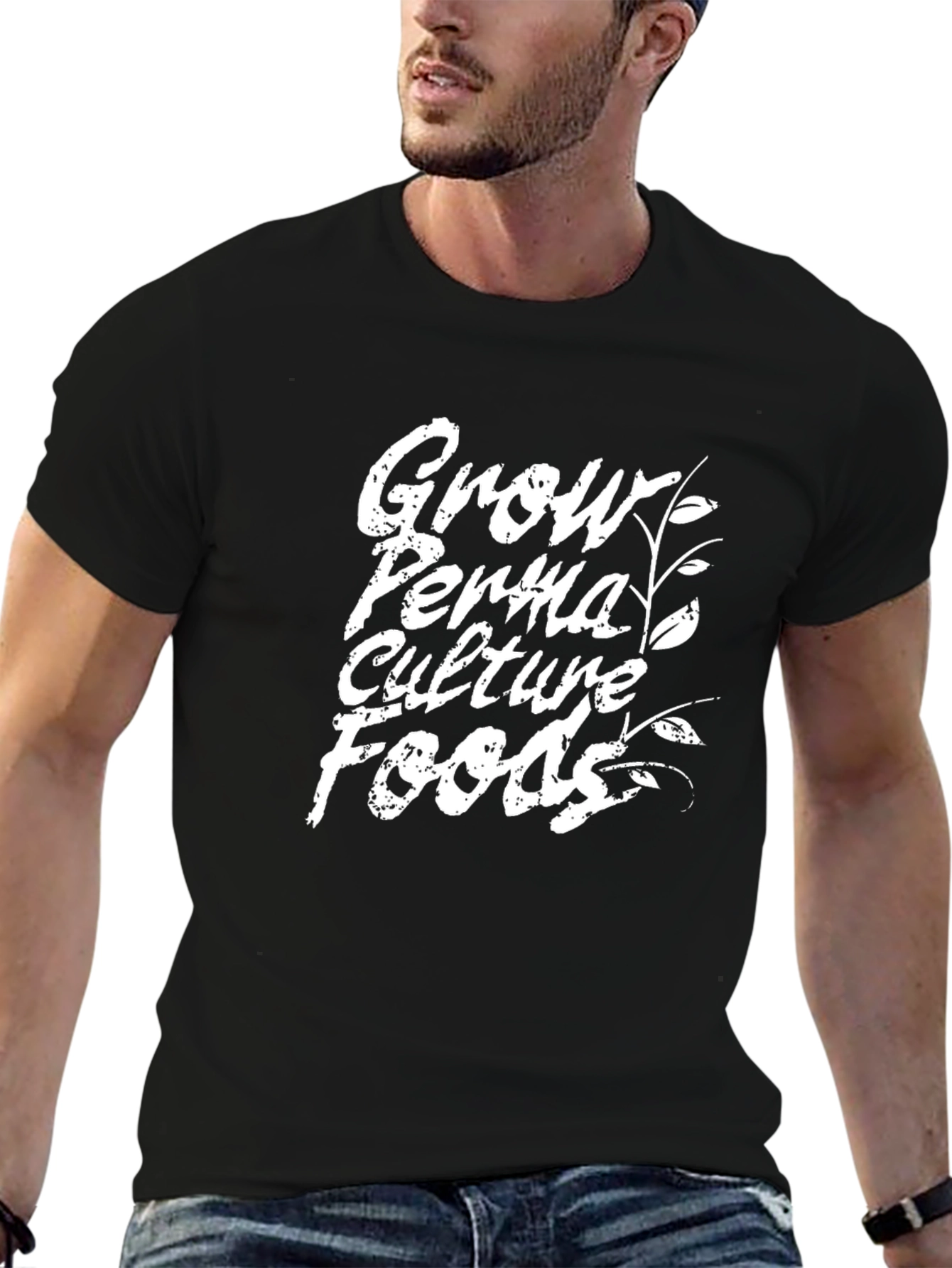 Grow Permaculture Foods Black Graphic T-Shirt