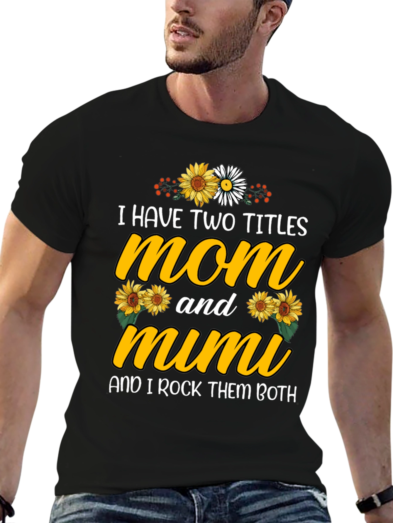 Mom and Mimi T-Shirt With Sunflower Design