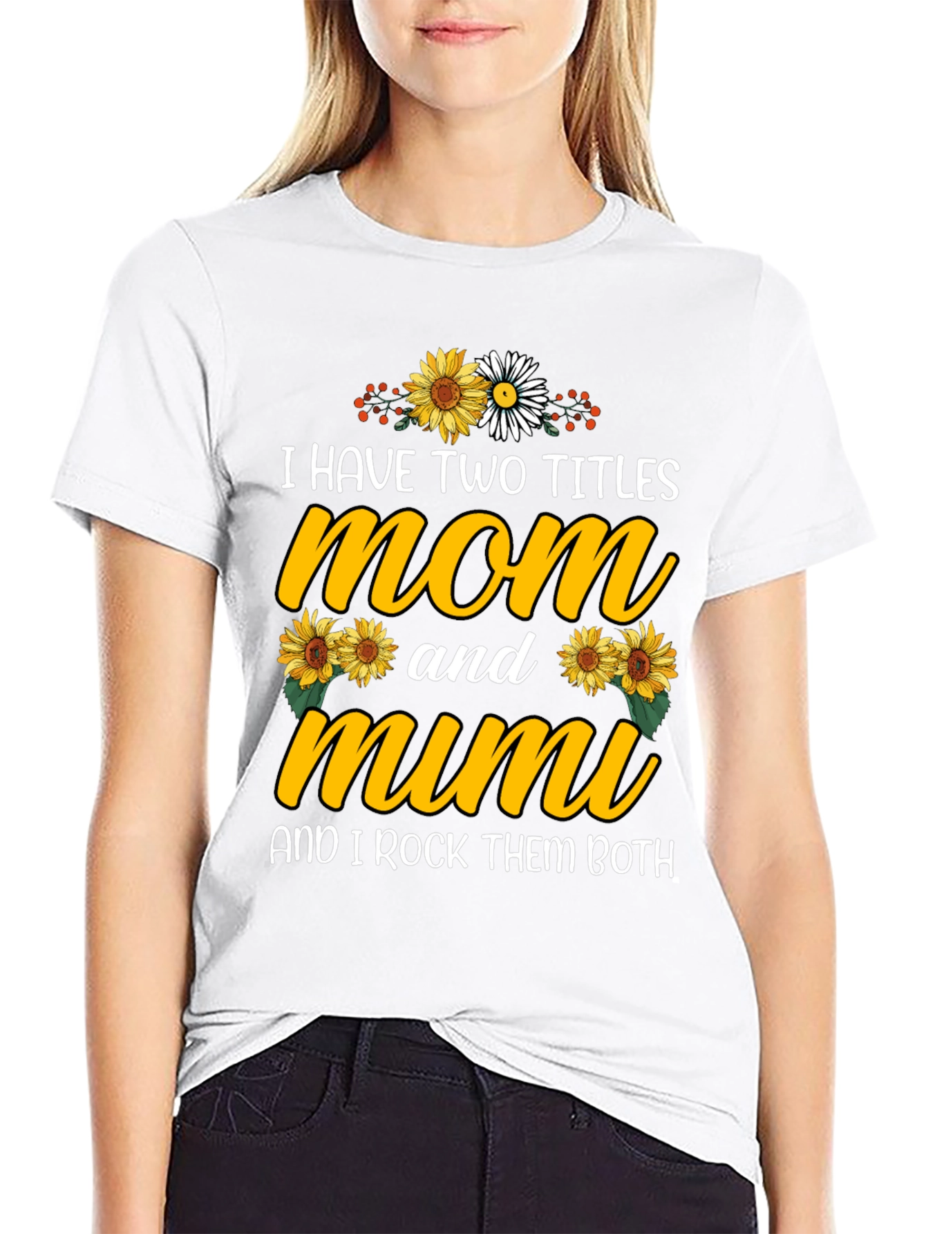 Mom and Mimi T-Shirt With Sunflower Design