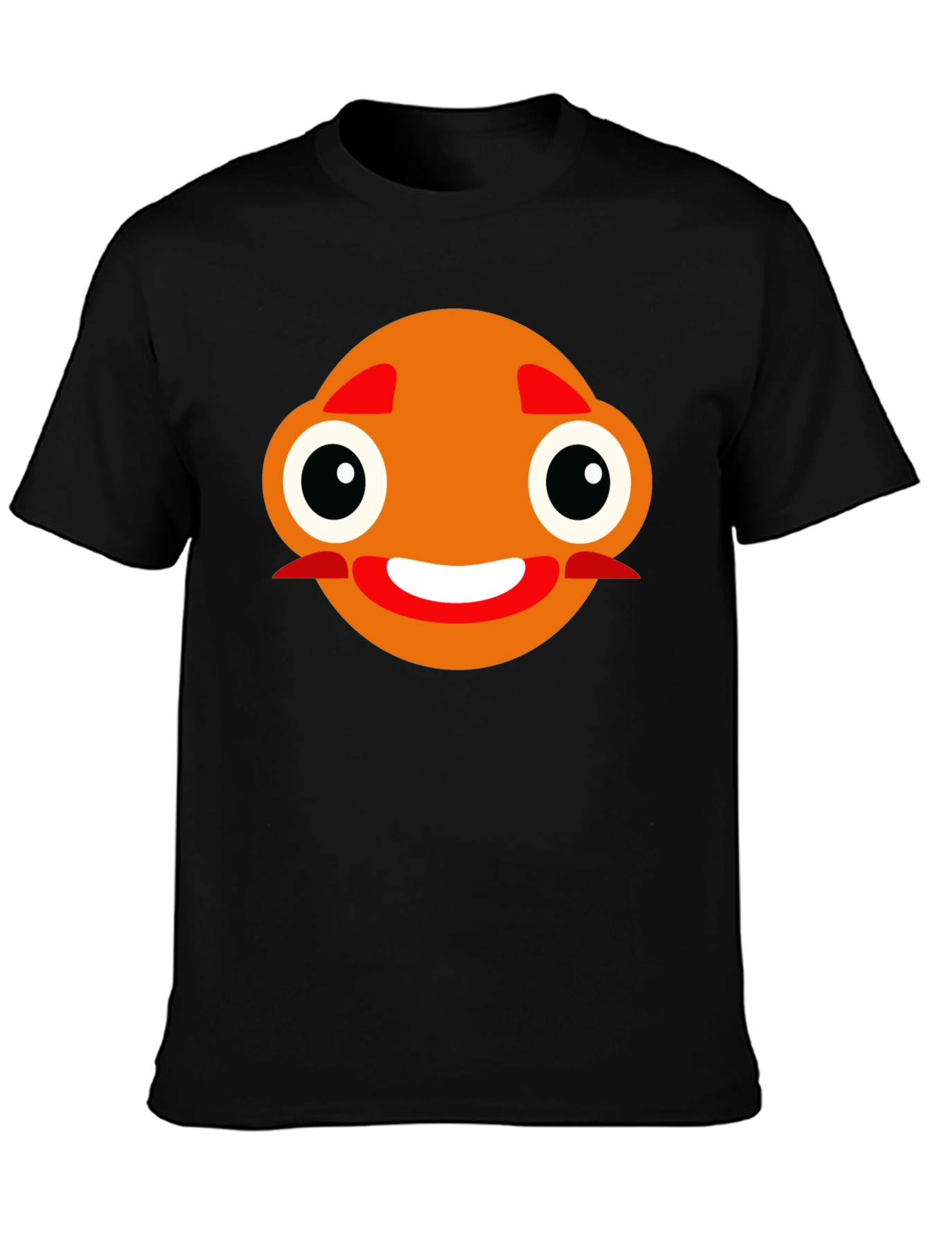 Funny Orange Face Black T-Shirt