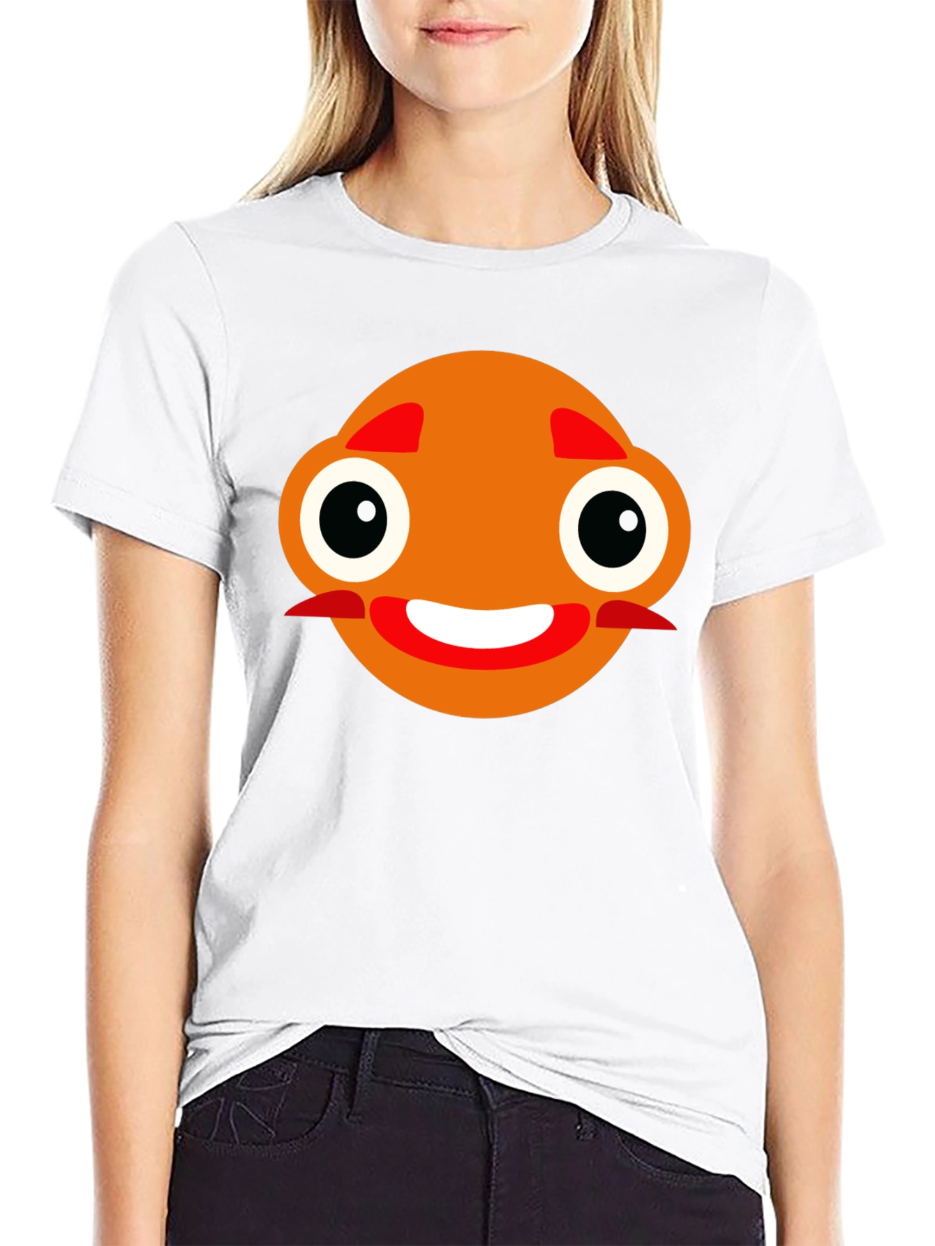 Funny Orange Face Black T-Shirt