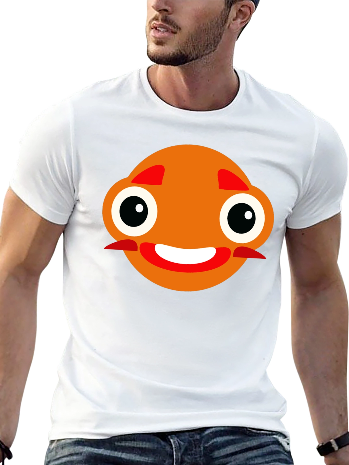 Funny Orange Face Black T-Shirt
