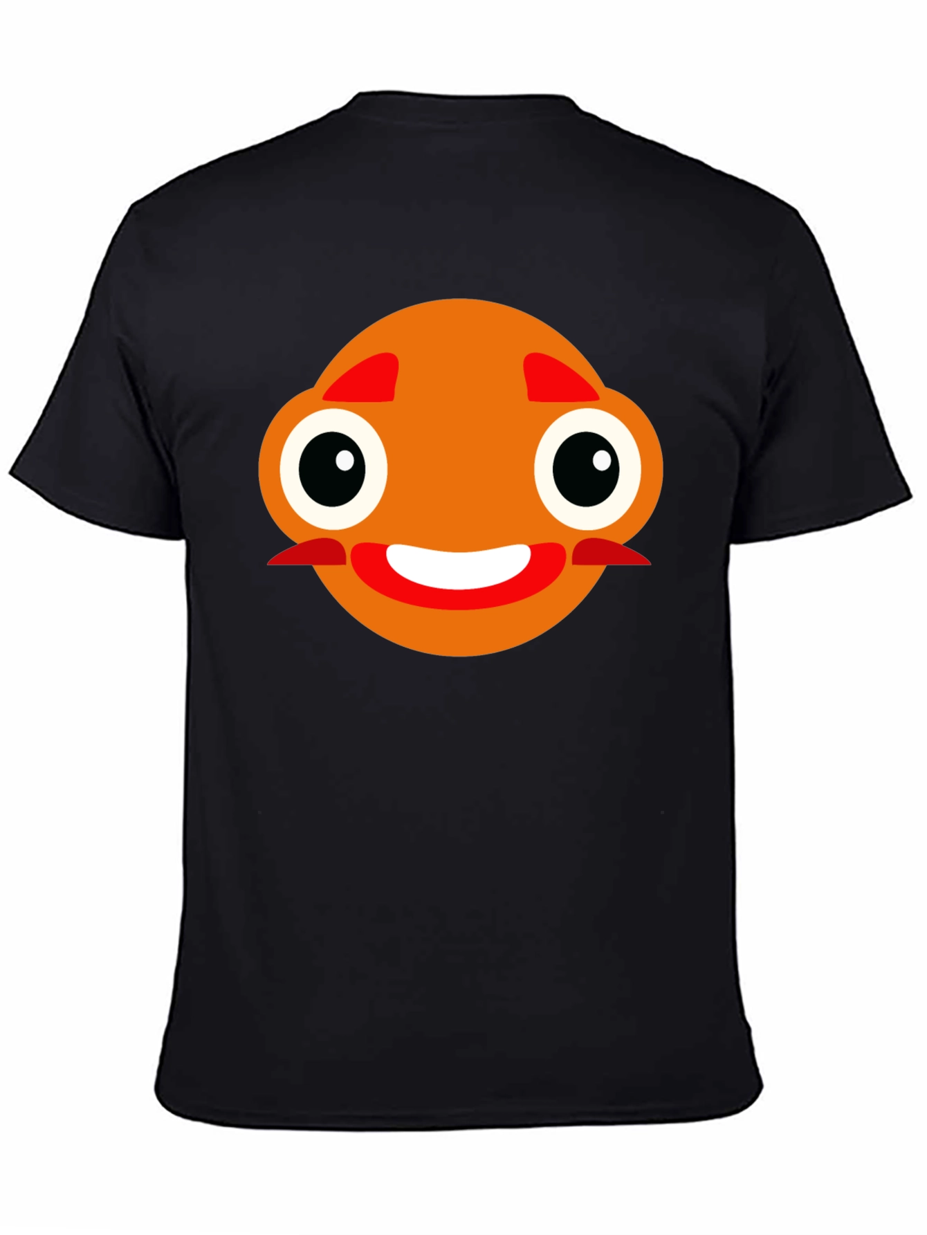 Funny Orange Face Black T-Shirt