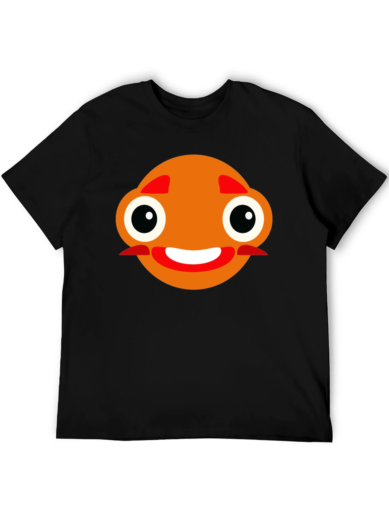 Funny Orange Face Black T-Shirt