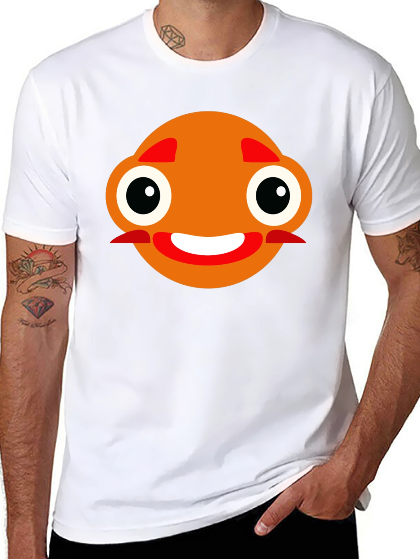 Funny Orange Face Black T-Shirt