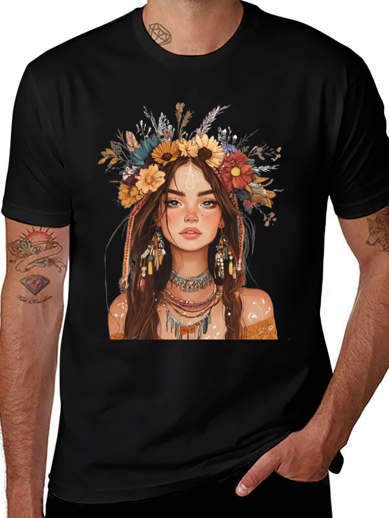Boho Girl Graphic Tee - Stylish Printed T-Shirt