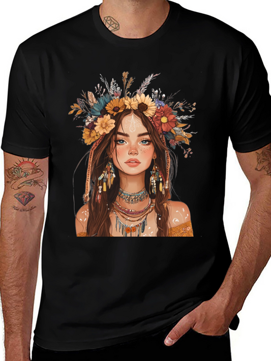 Boho Girl Graphic Tee - Stylish Printed T-Shirt