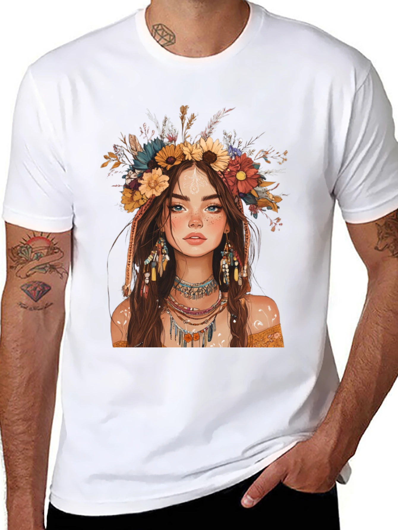 Boho Girl Graphic Tee - Stylish Printed T-Shirt
