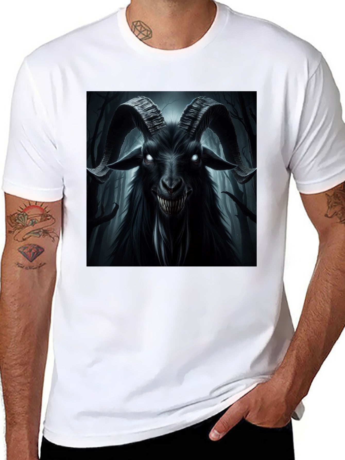 Black Goat T-Shirt - Occult Satanic Baphomet Tee