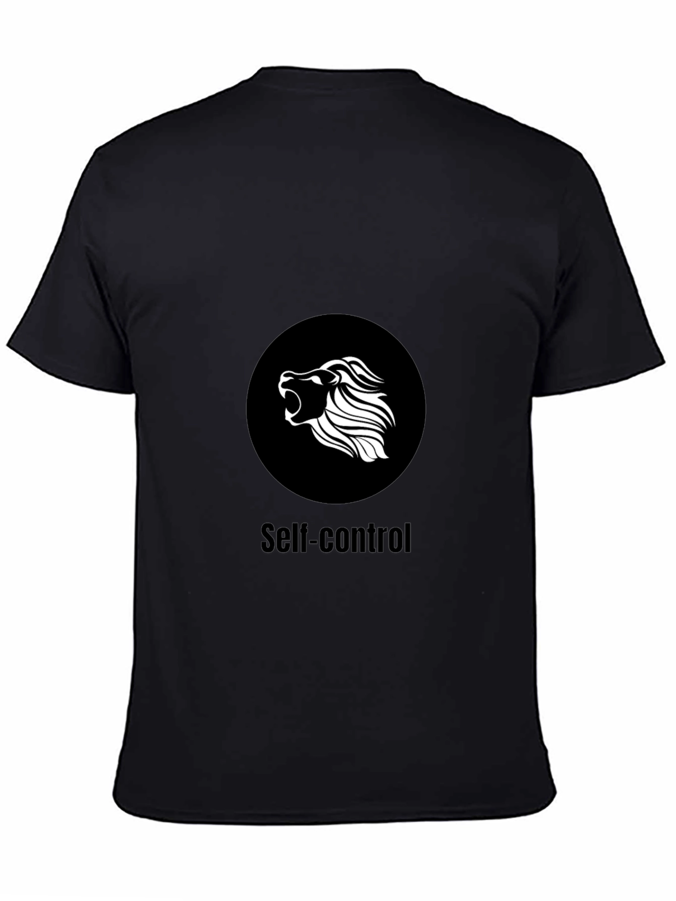 Self-Control Lion Graphic Black T-Shirt