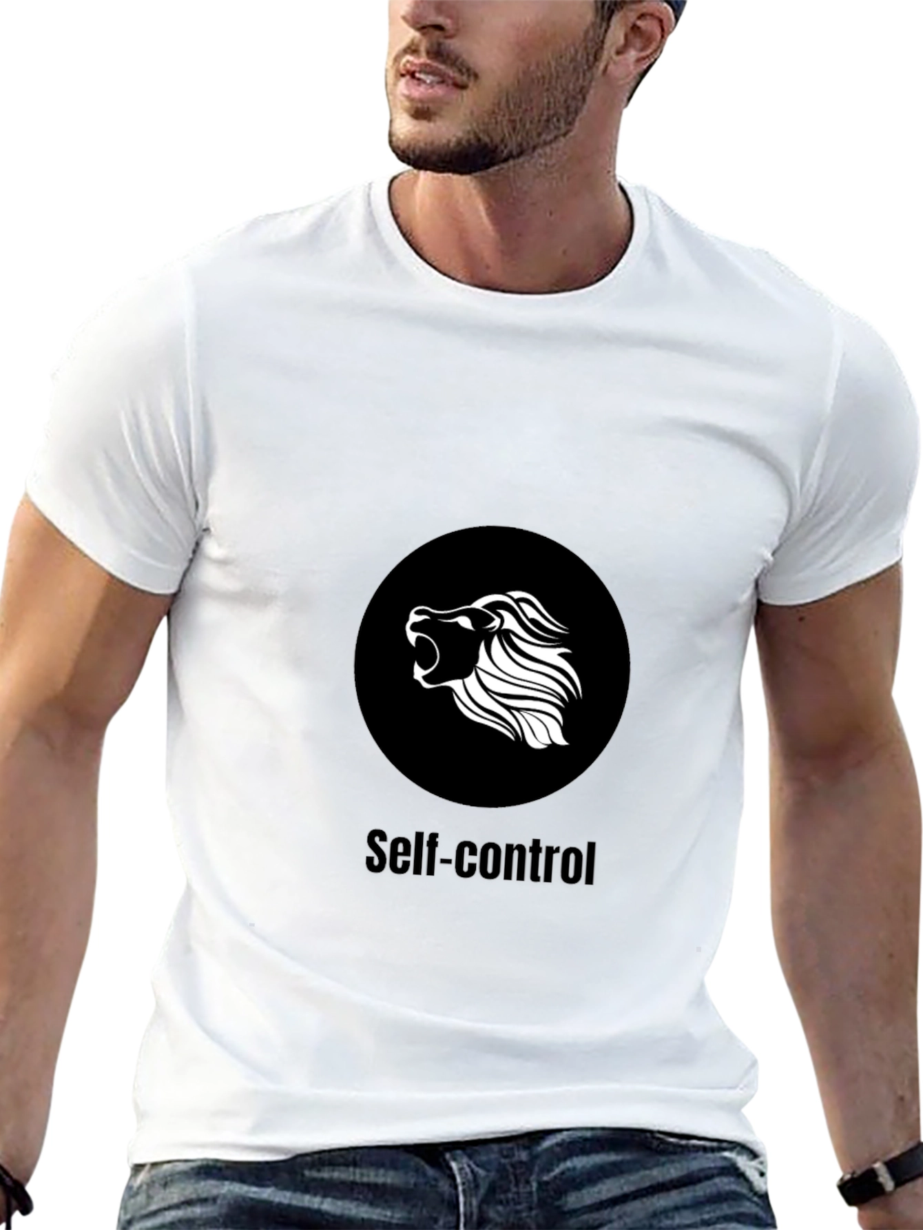 Self-Control Lion Graphic Black T-Shirt