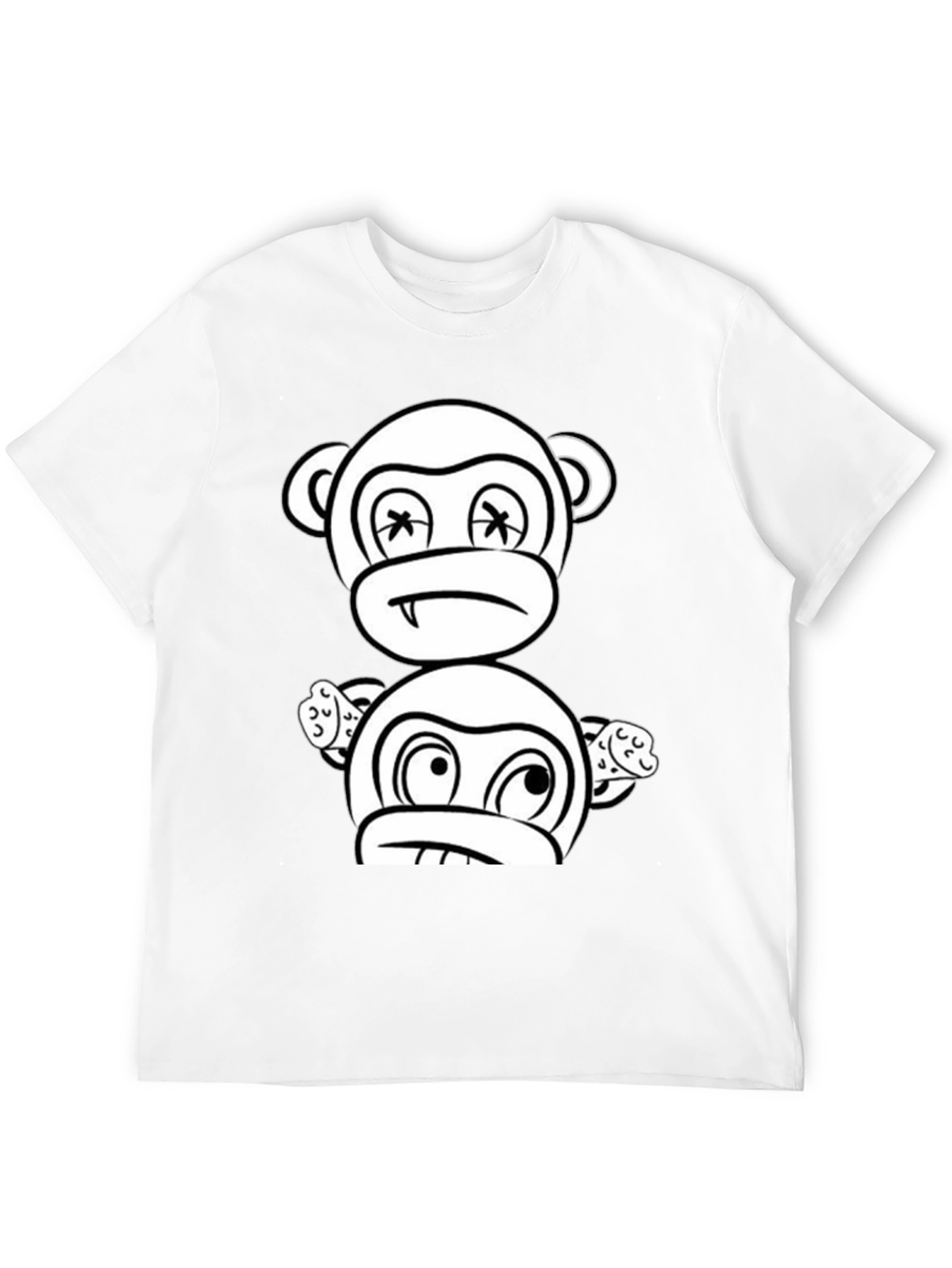 Cartoon Monkey Graphic Black T-Shirt