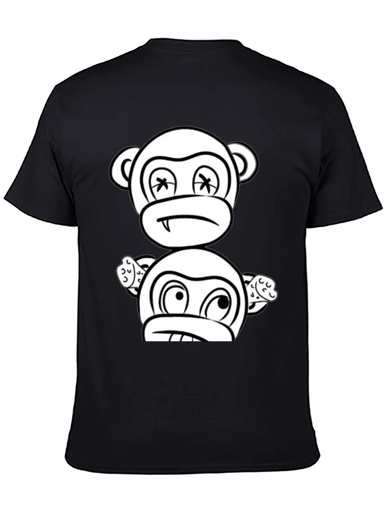 Cartoon Monkey Graphic Black T-Shirt