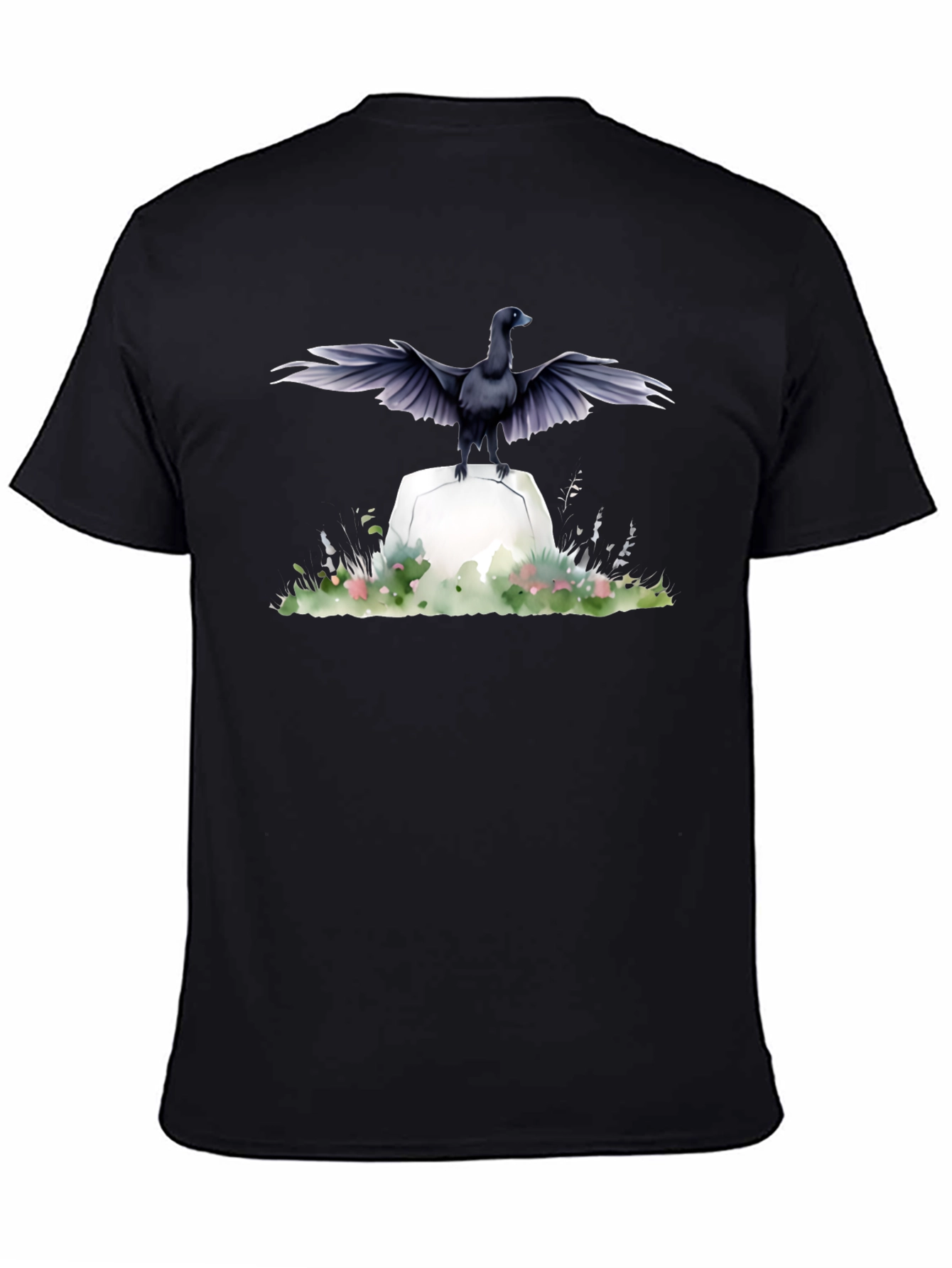 Raven on Tombstone Graphic Tee - Mens Black T-Shirt