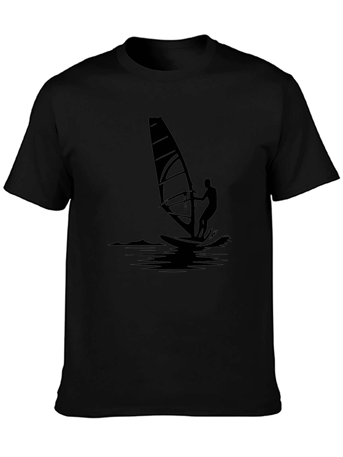 Windsurfer Graphic Tee - Black Cotton T-Shirt