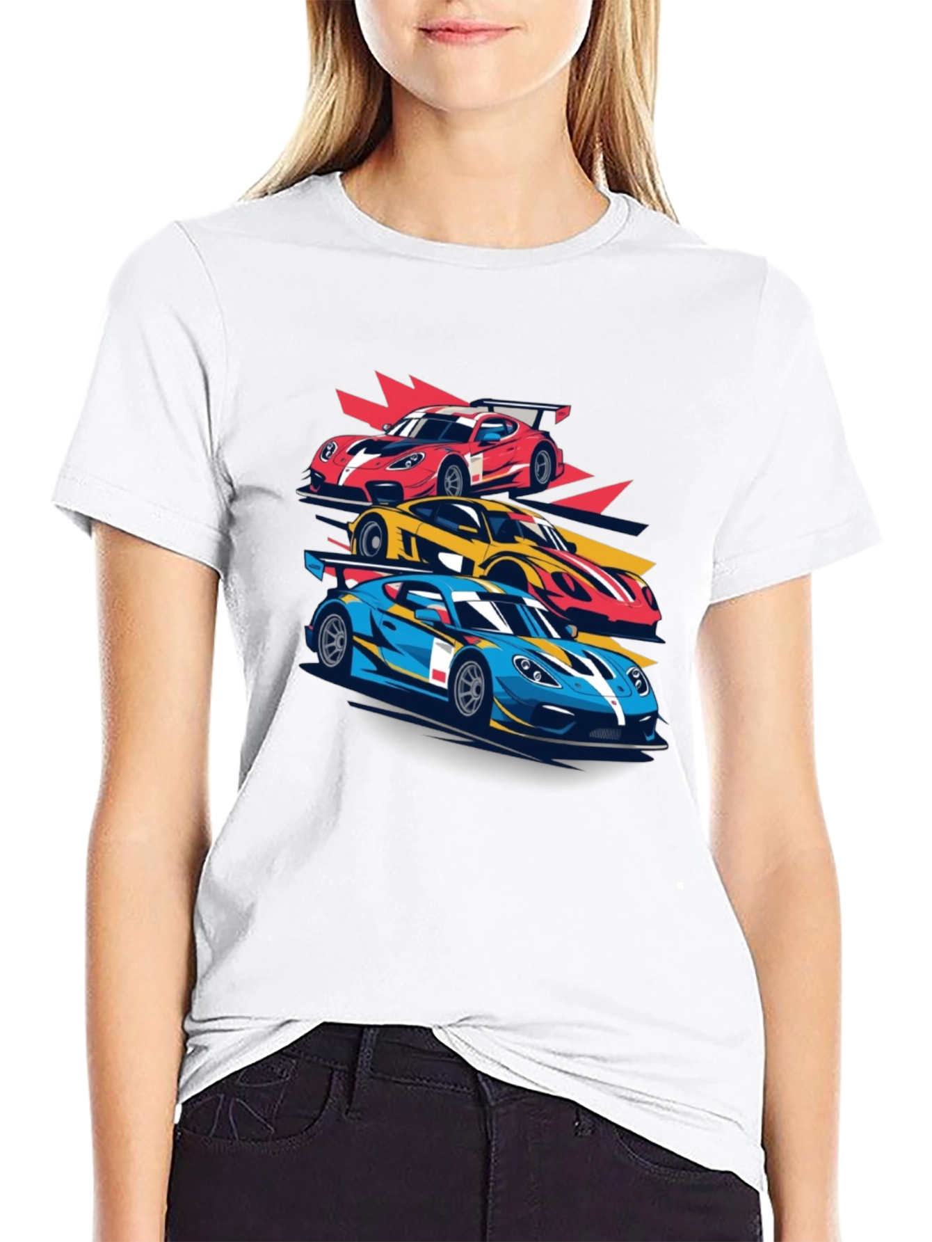 Racing Car Graphic Tee - Black Cotton T-Shirt