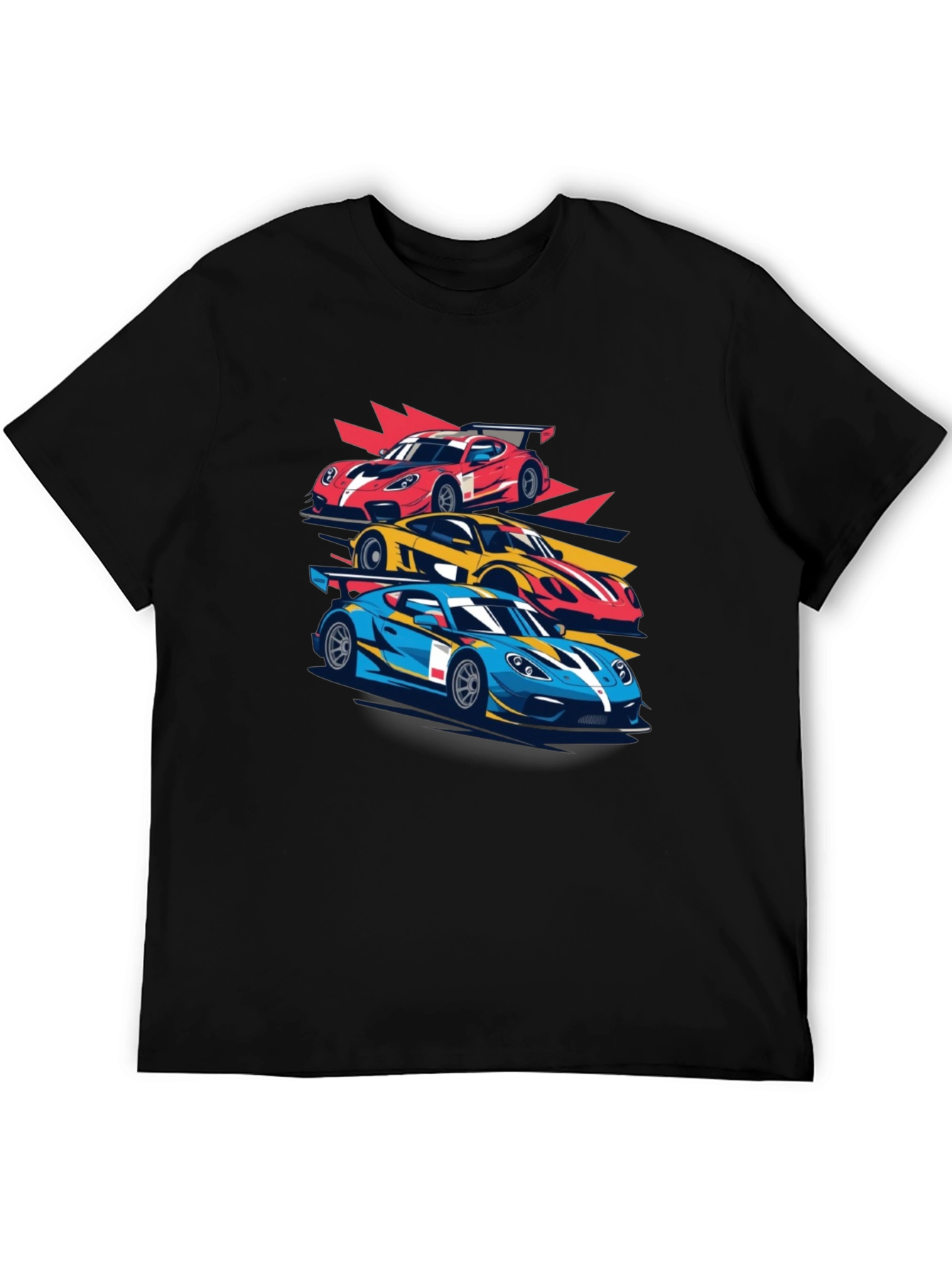 Racing Car Graphic Tee - Black Cotton T-Shirt