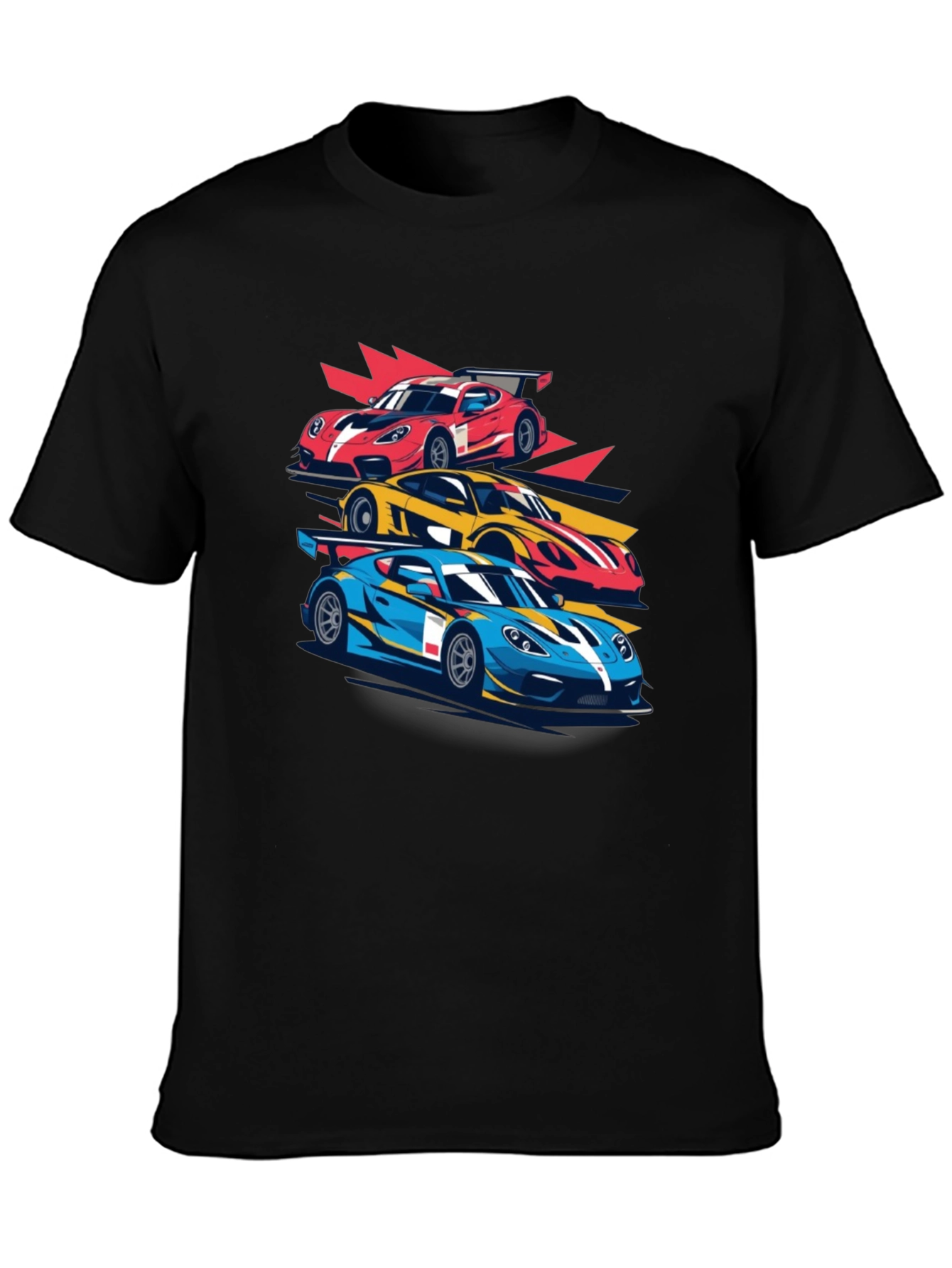 Racing Car Graphic Tee - Black Cotton T-Shirt
